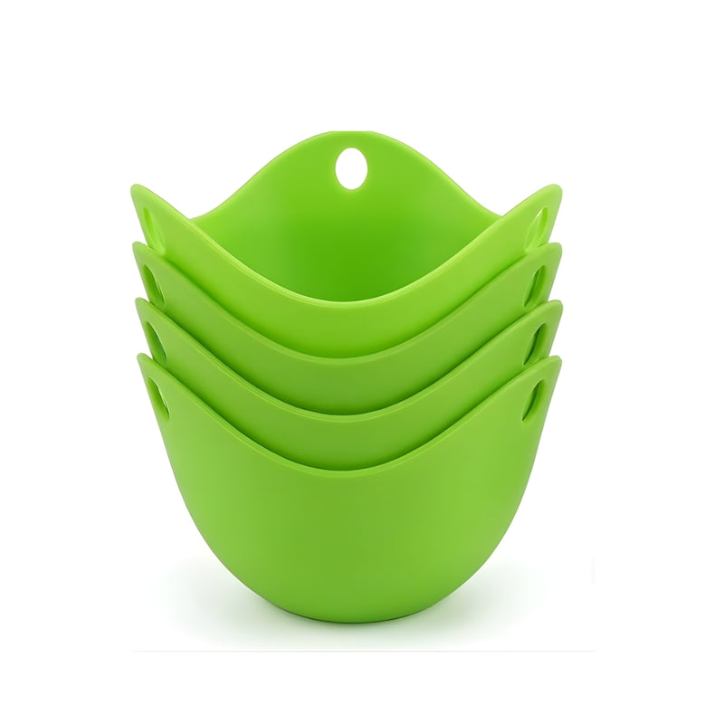 Kitchen Essentials 4-Pack Silicone Egg Poachers - Nonstick, Colorful & Flexible Poaching Cups with Matte Finish, Dishwasher-Safe