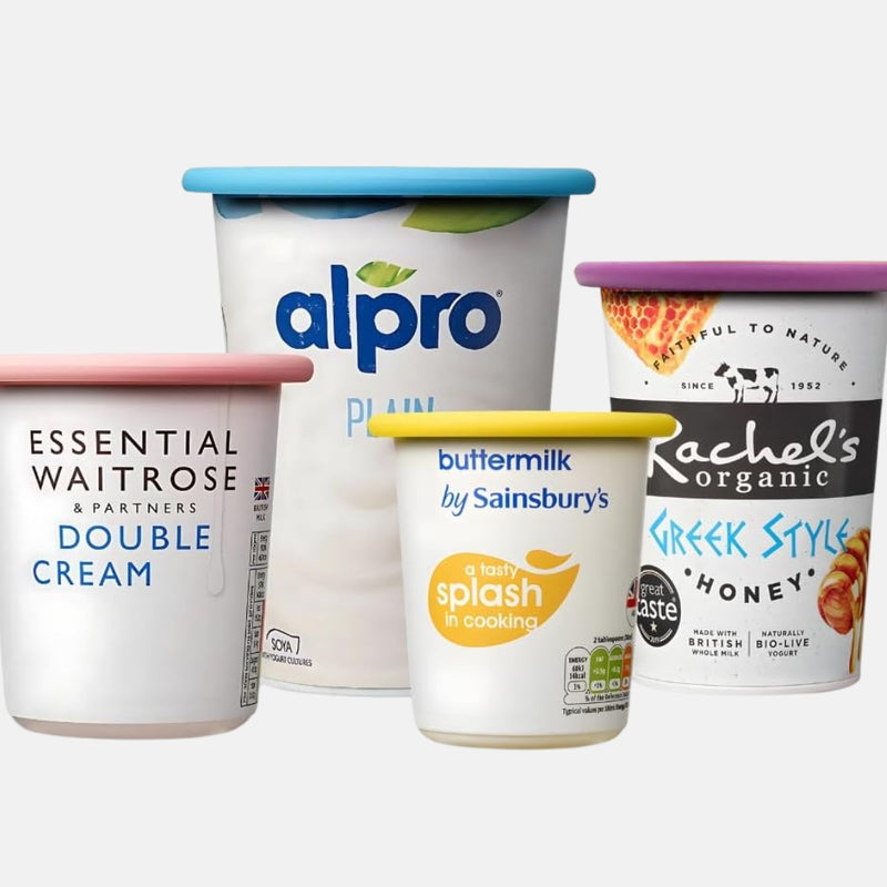 Reusable Silicone Pot Tops – 4-Pack 95 mm Airtight Yoghurt & Cream Pot Lids, Perfect for SKYR ONKEN ALPRO and Other Large Yogurt Pots