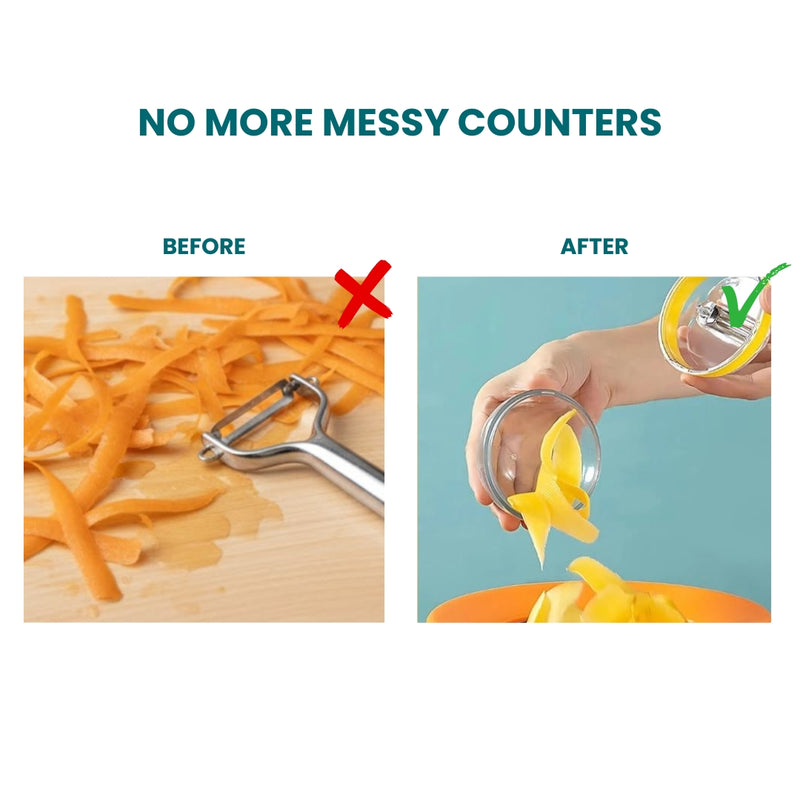 Halsgroves 2-Pack Fruit & Vegetable Peeler with Built-In Storage Container | Mess-Free Kitchen Peeler