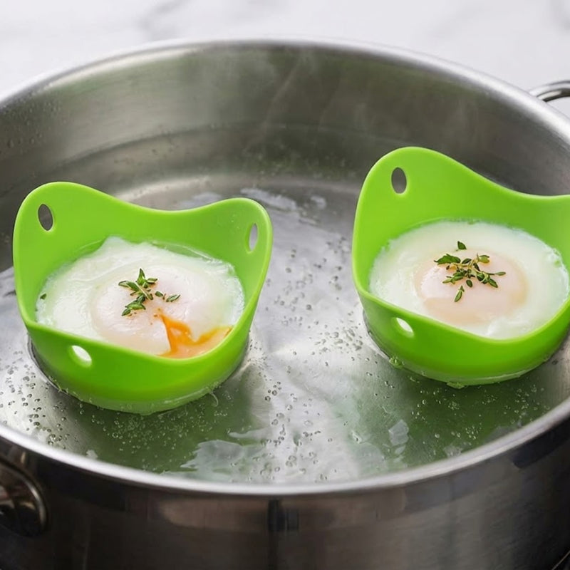 Kitchen Essentials 4-Pack Silicone Egg Poachers - Nonstick, Colorful & Flexible Poaching Cups with Matte Finish, Dishwasher-Safe