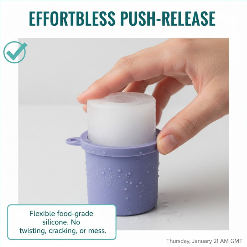 Silicone Ice Cube Tray for Stanley Tumbler - Large Cylinder Ice Mold (20oz, 30oz, 40oz)