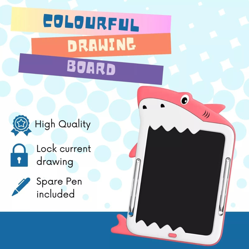 SHARKY The LCD Shark Colourful Drawing Tablet Perfect Christmas Birthday Gift For Kids Toy, 12inch LCD Writing Tablet Kids Drawing Tablet, Shark Tablet Drawing