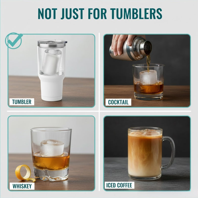 Silicone Ice Cube Tray for Stanley Tumbler - Large Cylinder Ice Mold (20oz, 30oz, 40oz)