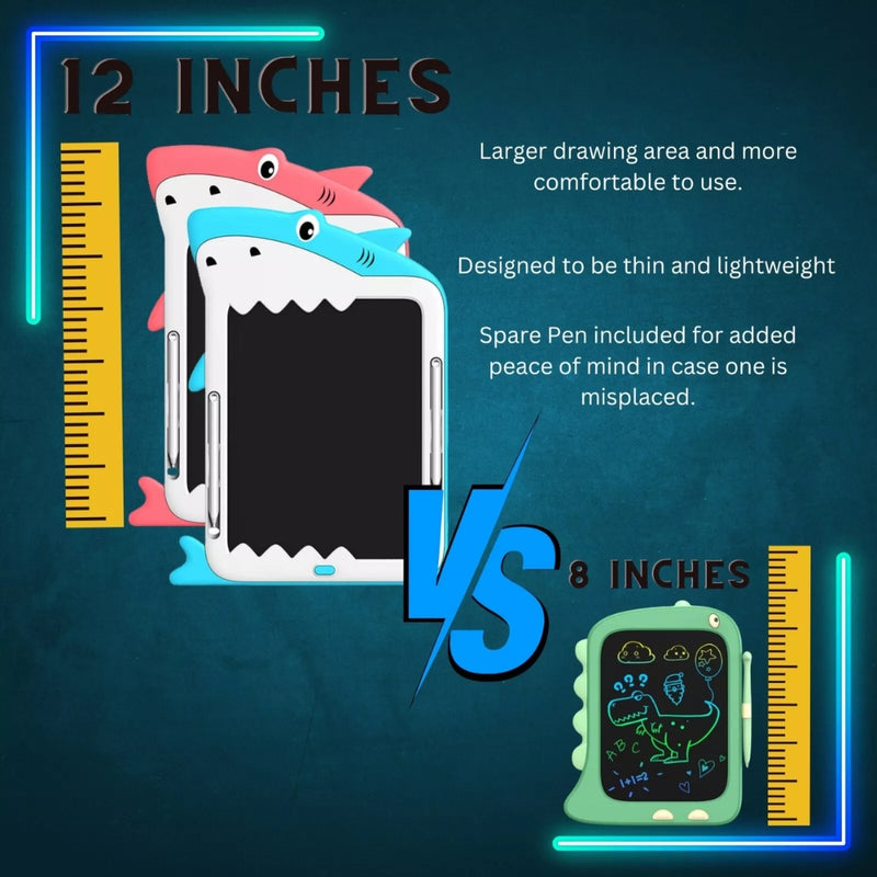 SHARKY The LCD Shark Colourful Drawing Tablet Perfect Christmas Birthday Gift For Kids Toy, 12inch LCD Writing Tablet Kids Drawing Tablet, Shark Tablet Drawing