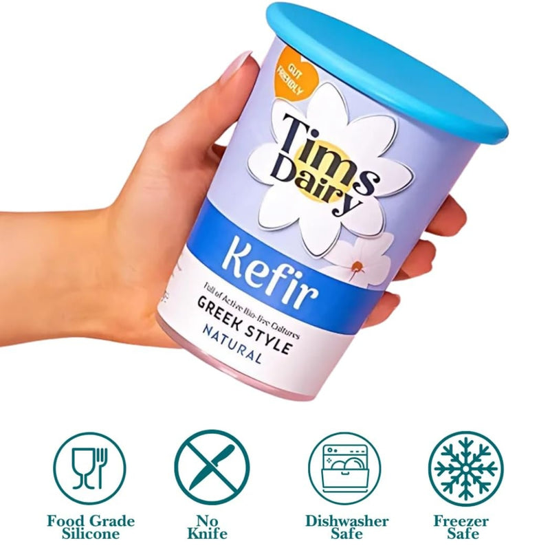 Reusable Silicone Pot Tops – 4-Pack 95 mm Airtight Yoghurt & Cream Pot Lids, Perfect for SKYR ONKEN ALPRO and Other Large Yogurt Pots