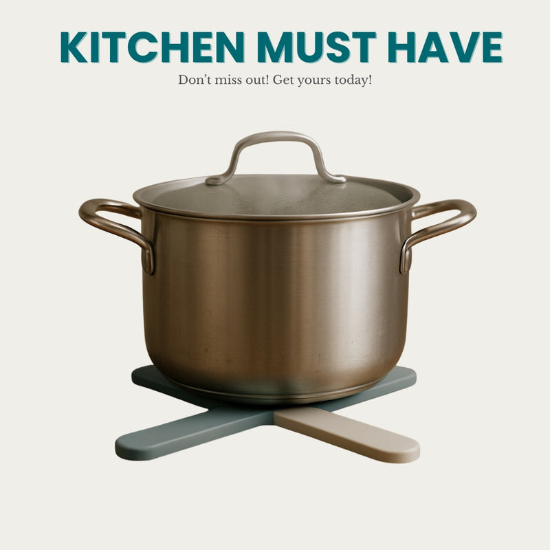 Twin X Folding Silicone Trivet Pot Holder – Food-Grade Heat-Resistant Mat up to 220 °C, 0.5″ Thick, Adjustable Legs, Dishwasher Safe, Compact Storage