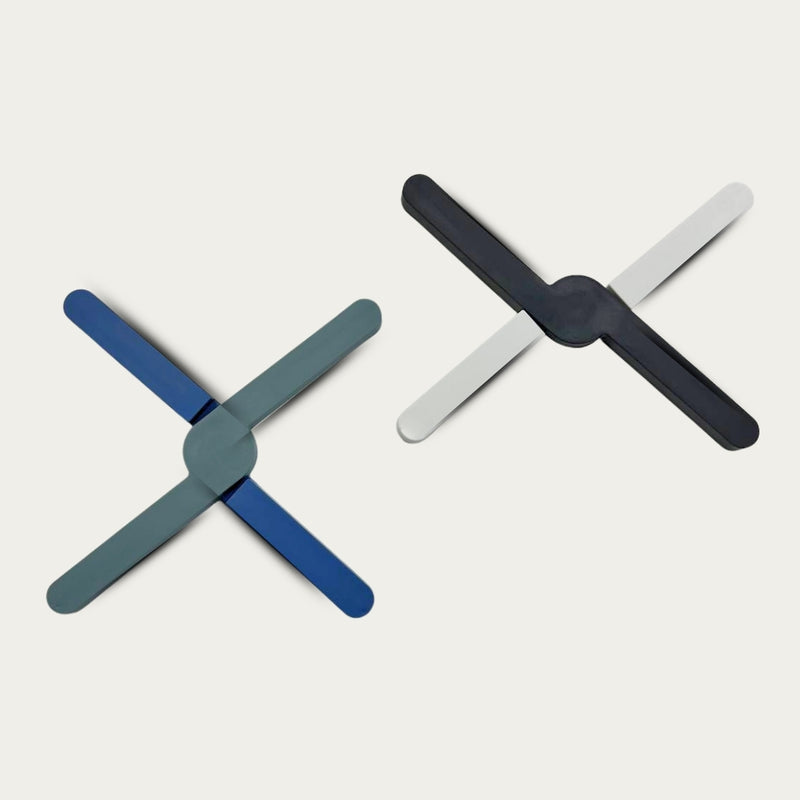 Twin X Folding Silicone Trivet Pot Holder – Food-Grade Heat-Resistant Mat up to 220 °C, 0.5″ Thick, Adjustable Legs, Dishwasher Safe, Compact Storage