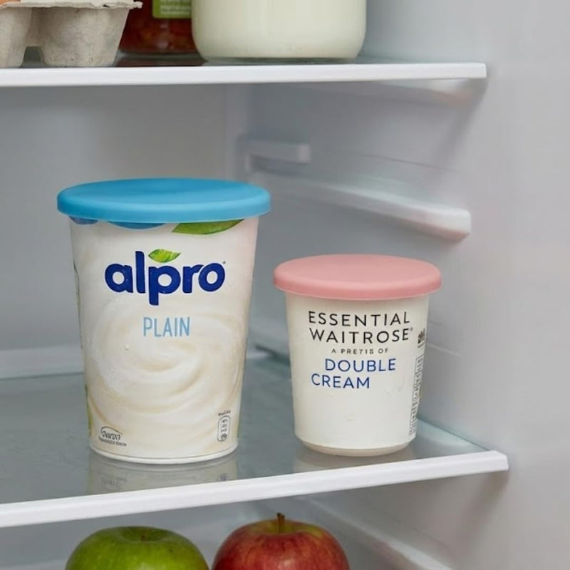 Reusable Silicone Pot Tops – 4-Pack 95 mm Airtight Yoghurt & Cream Pot Lids, Perfect for SKYR ONKEN ALPRO and Other Large Yogurt Pots