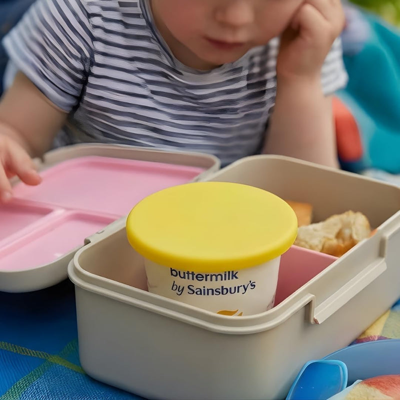 Reusable Silicone Pot Tops – 4-Pack 95 mm Airtight Yoghurt & Cream Pot Lids, Perfect for SKYR ONKEN ALPRO and Other Large Yogurt Pots