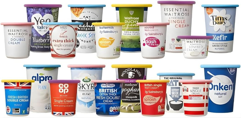 Reusable Silicone Pot Tops – 4-Pack 95 mm Airtight Yoghurt & Cream Pot Lids, Perfect for SKYR ONKEN ALPRO and Other Large Yogurt Pots